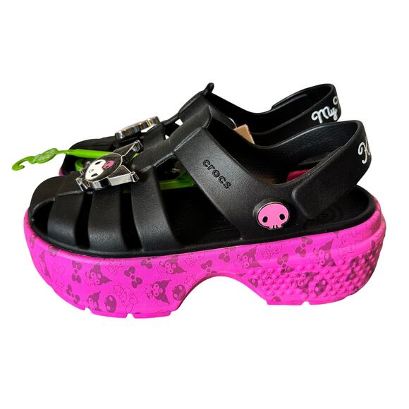Crocs Hello Kitty Sanrio My Melody Kuromi Stomp Sandal Women’s Sz 8 Platform NWT - Picture 1 of 9